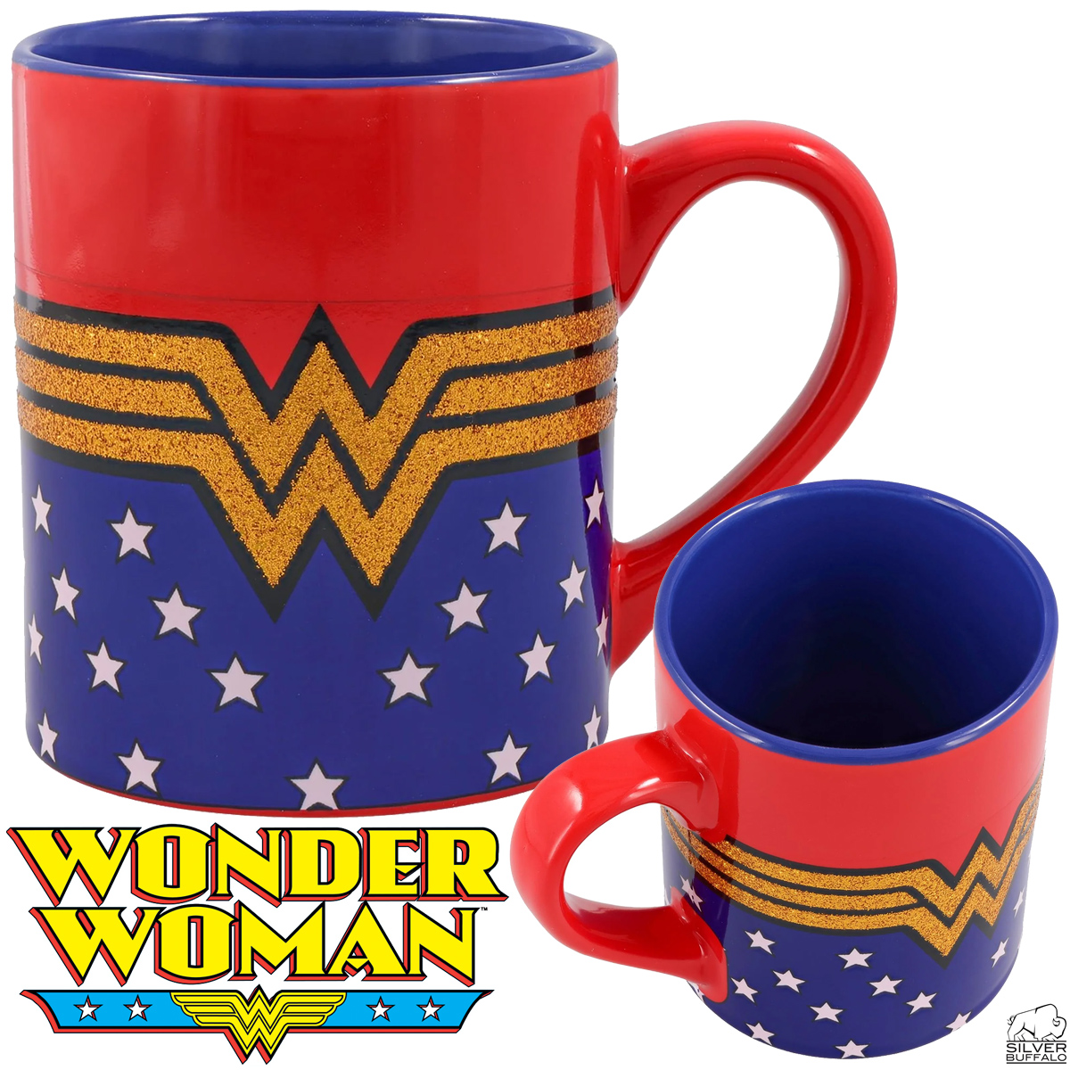 Caneca Mulher Maravilha com Glitter