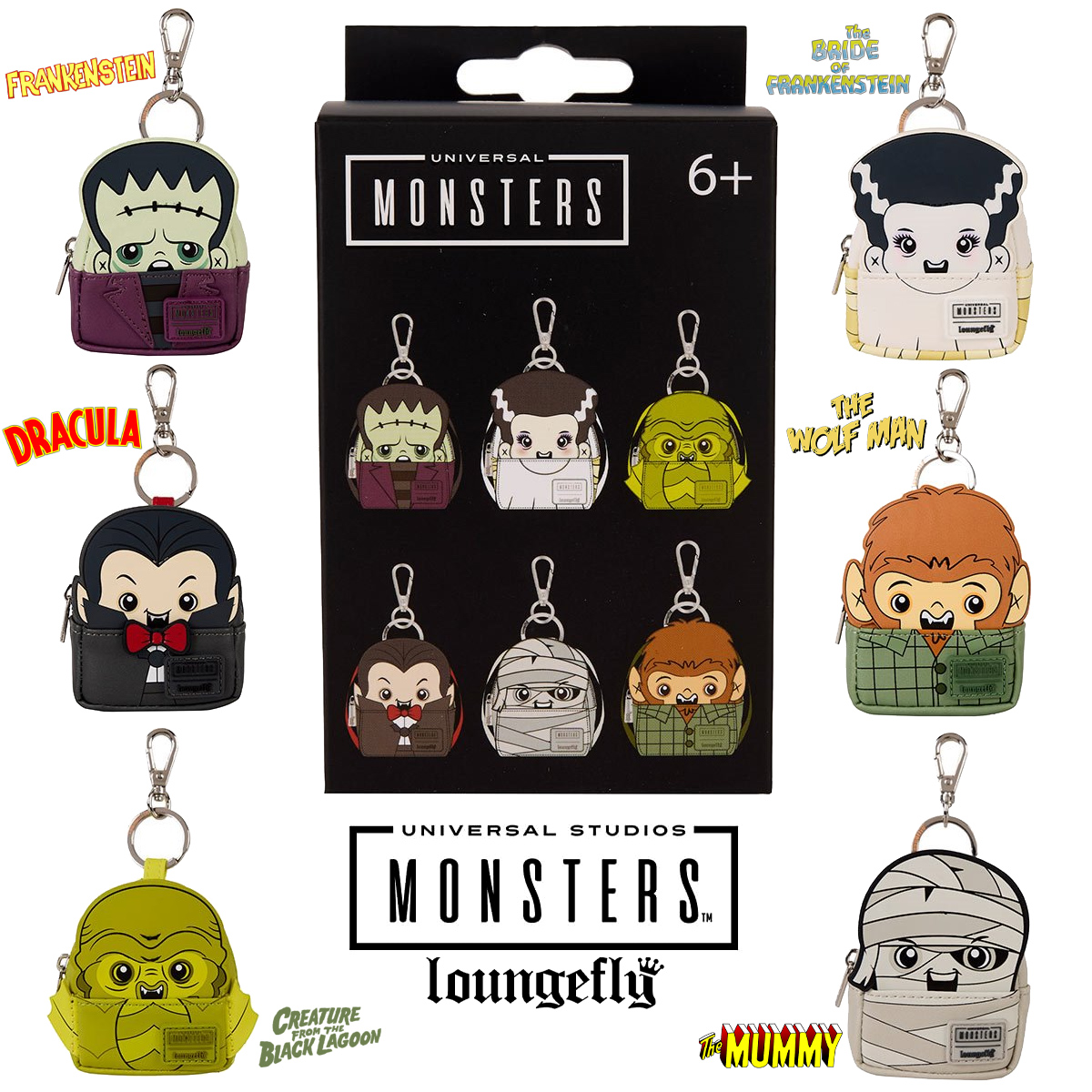 Chaveiros Loungefly com Micro-Mochilas dos Monstros do Universal Studio