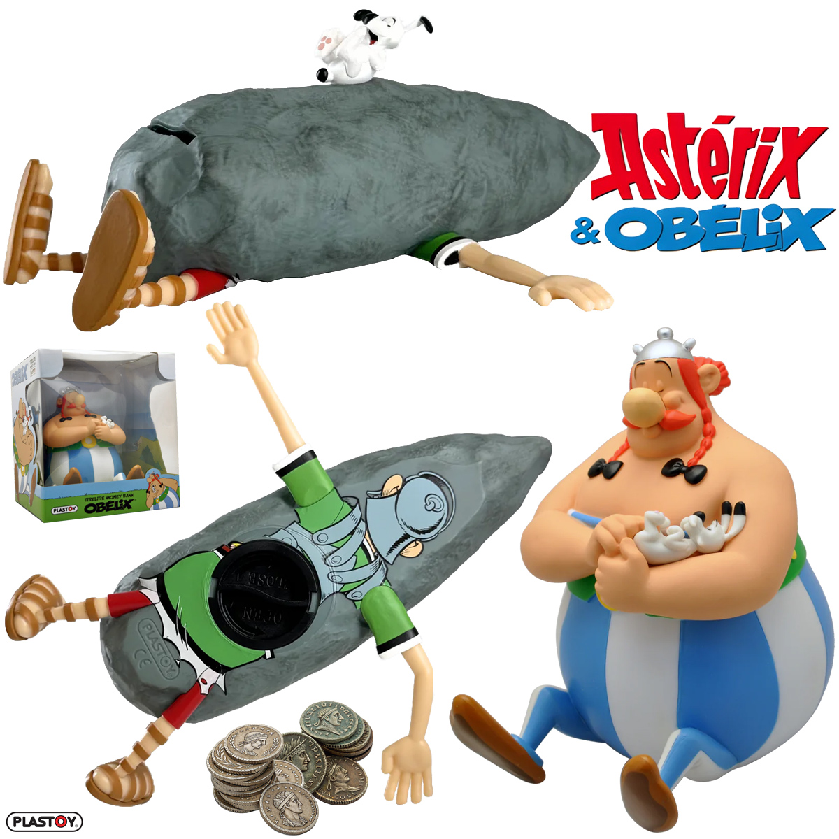 Cofres Obelix e Ideiafix com Romano Esmagado por um Menir