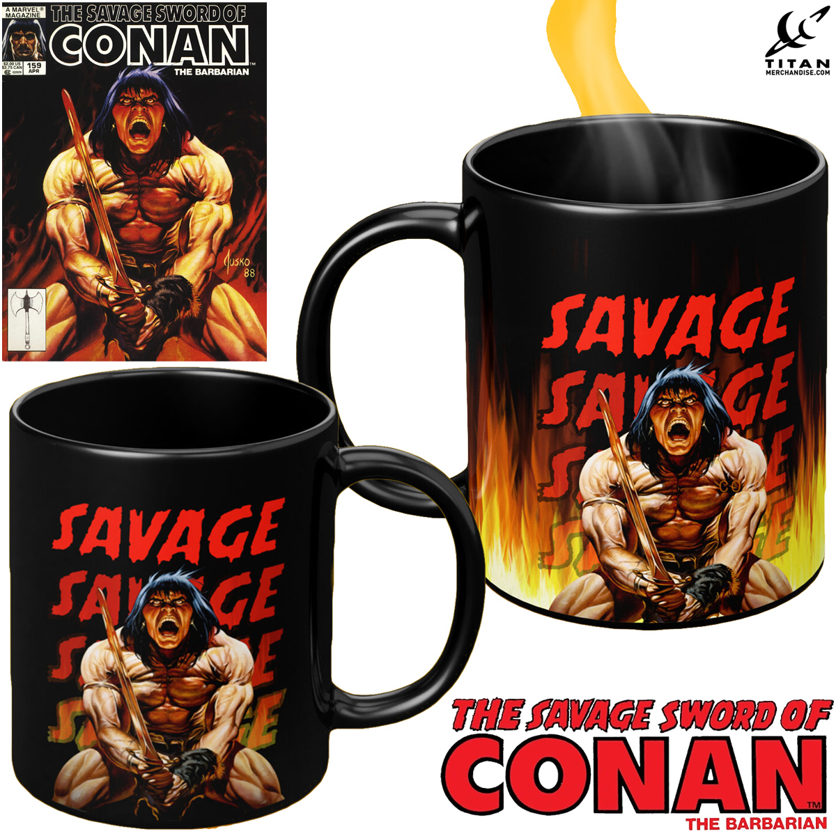 Caneca de Calor Reativa “Conan Savage Savage Savage”