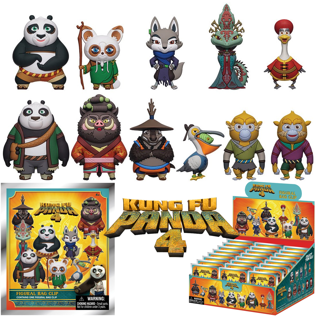 Chaveiros Kung Fu Panda 4 3D Figural Bag Clip (Blind-Bag)