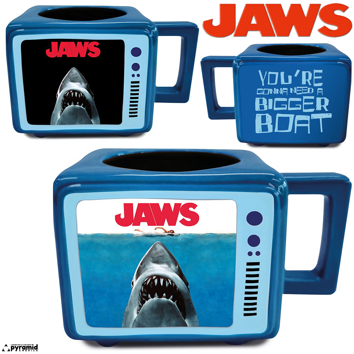 Caneca Televisão de Tubo com Tubarão (Jaws) Calor Reativo