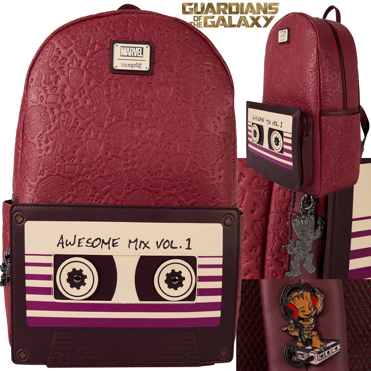 Mochila Laptop Guardiões da Galáxia com Fita Cassete 