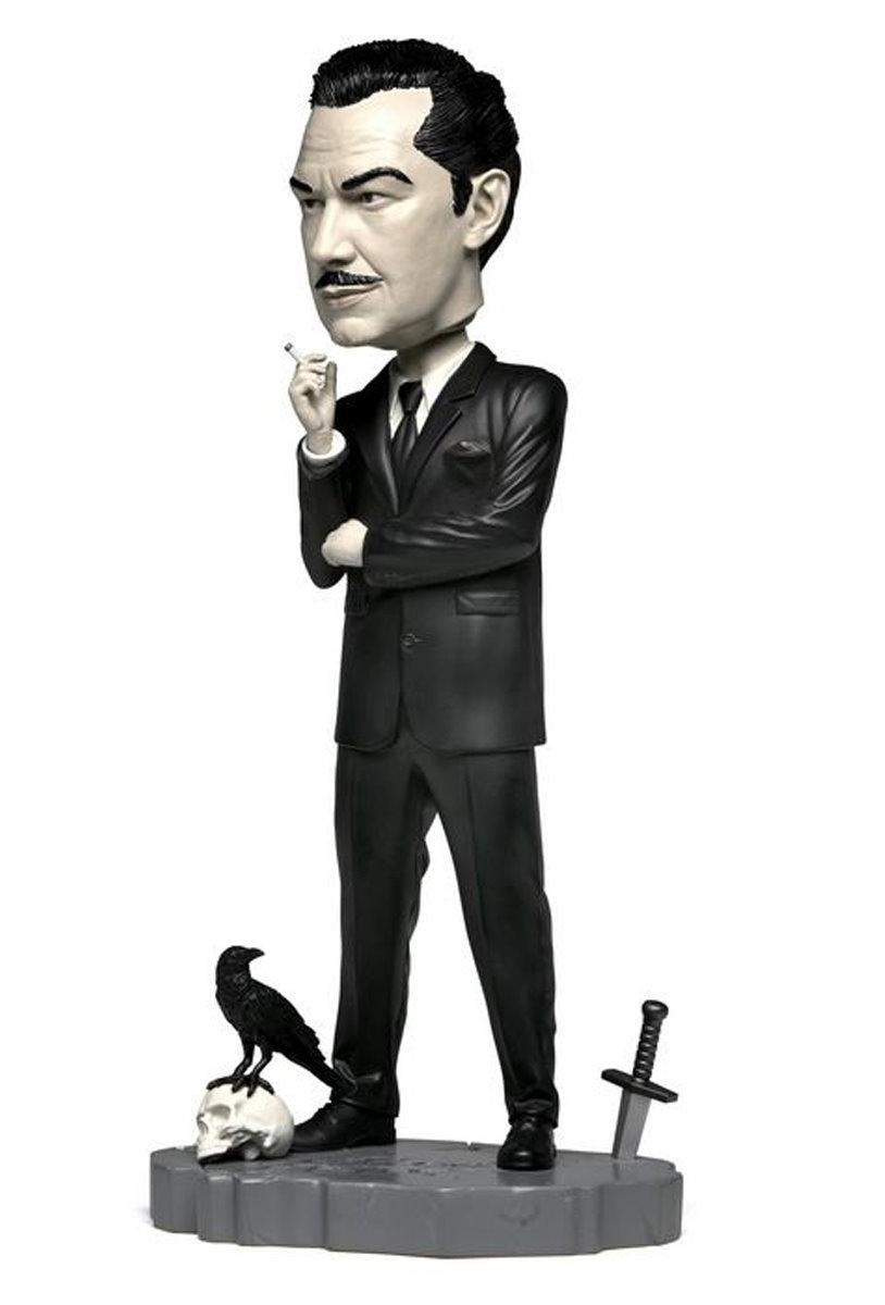 Boneco Vincent Price Head Knocker Bobble Head em Preto e Branco