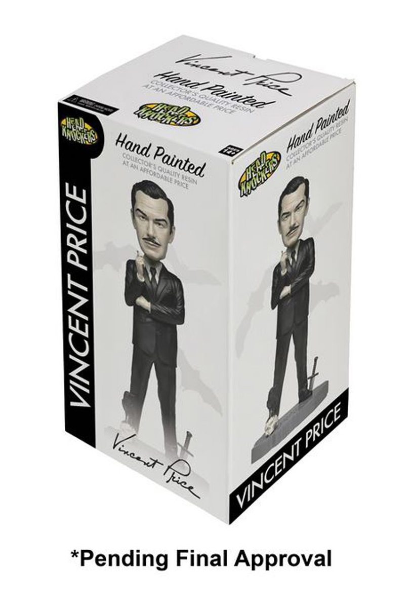 Boneco Vincent Price Head Knocker Bobble Head em Preto e Branco