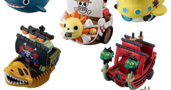 Navios Piratas One Piece YuraColle: Island Whale Laboon, Thousand Sunny (Gaon Cannon), Perfume Yuda, Polar Tang e Victoria Punk (Blind-Box)