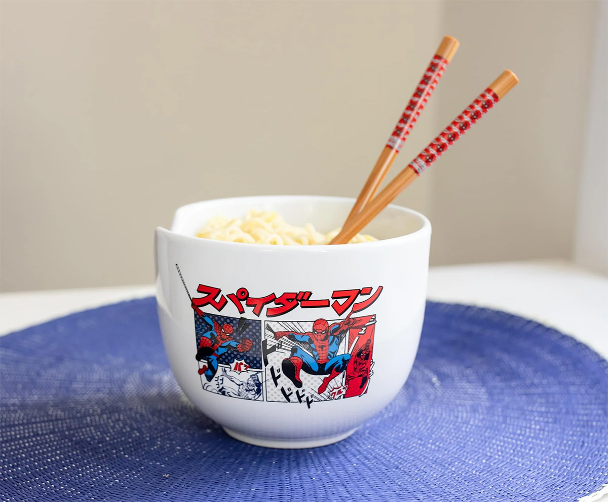 Tigela Ramen Homem-Aranha em Estilo Mangá Japonês