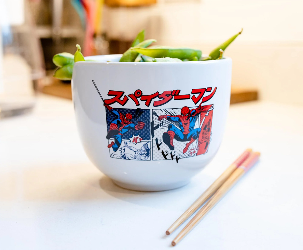 Tigela Ramen Homem-Aranha em Estilo Mangá Japonês
