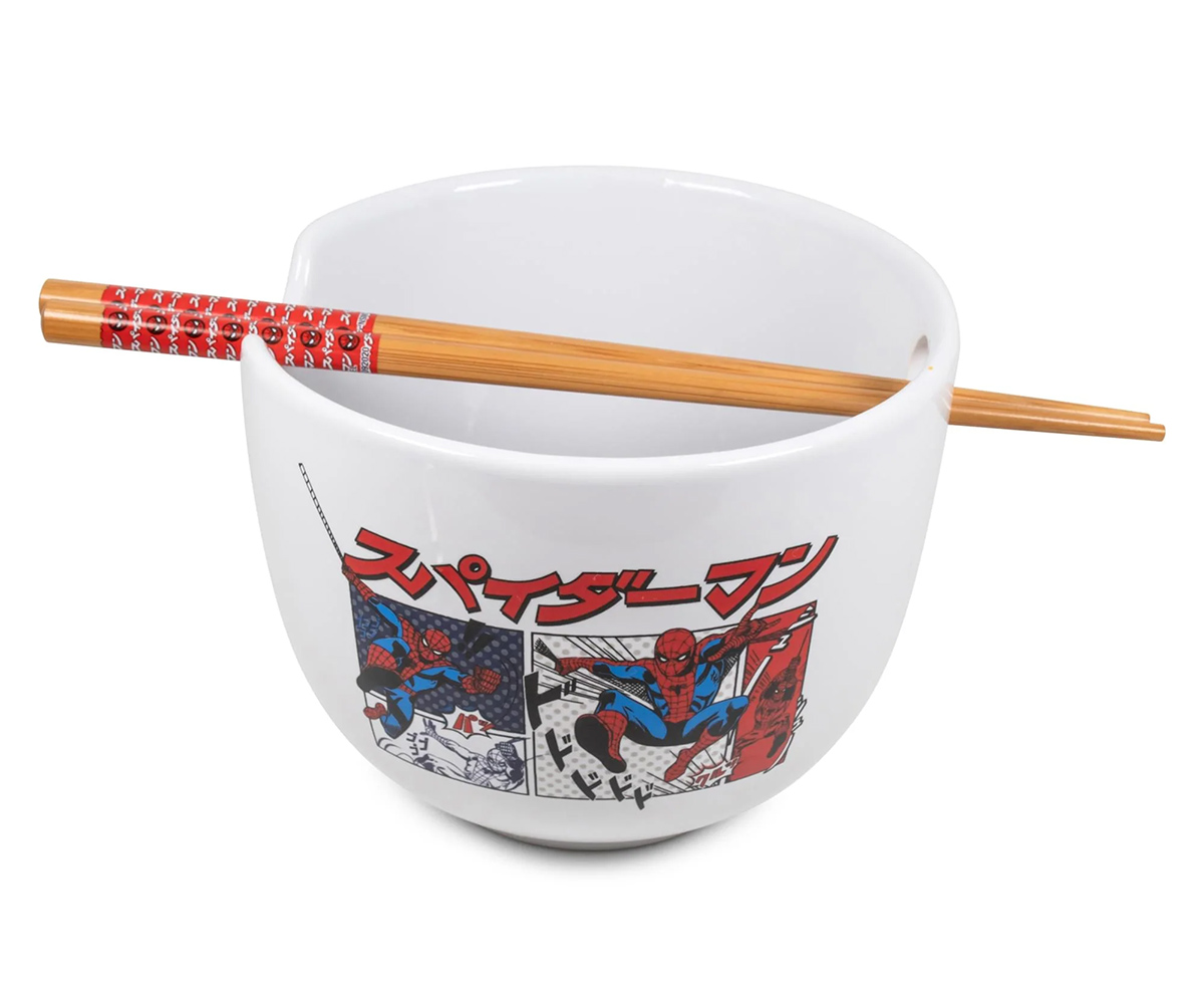 Tigela Ramen Homem-Aranha em Estilo Mangá Japonês
