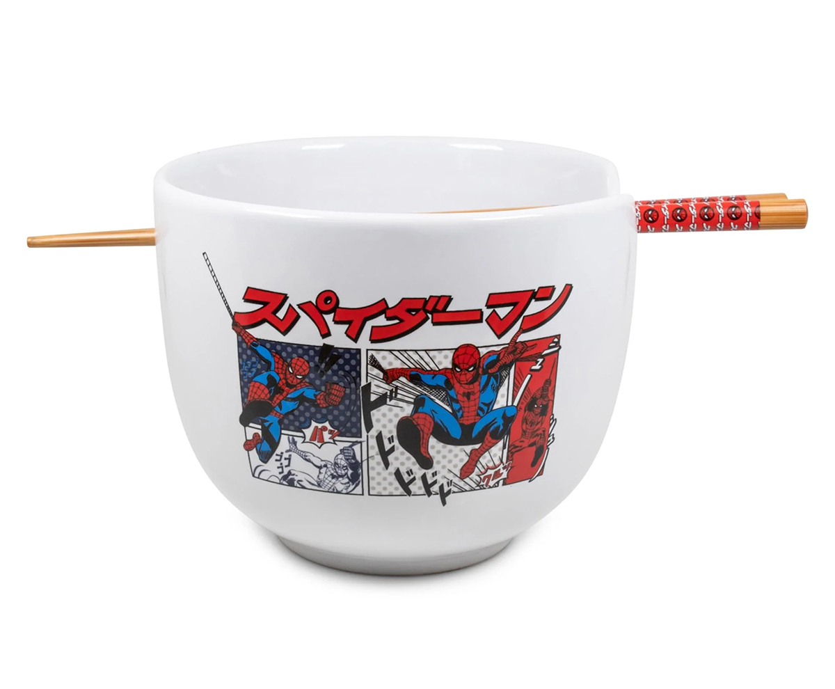Tigela Ramen Homem-Aranha em Estilo Mangá Japonês