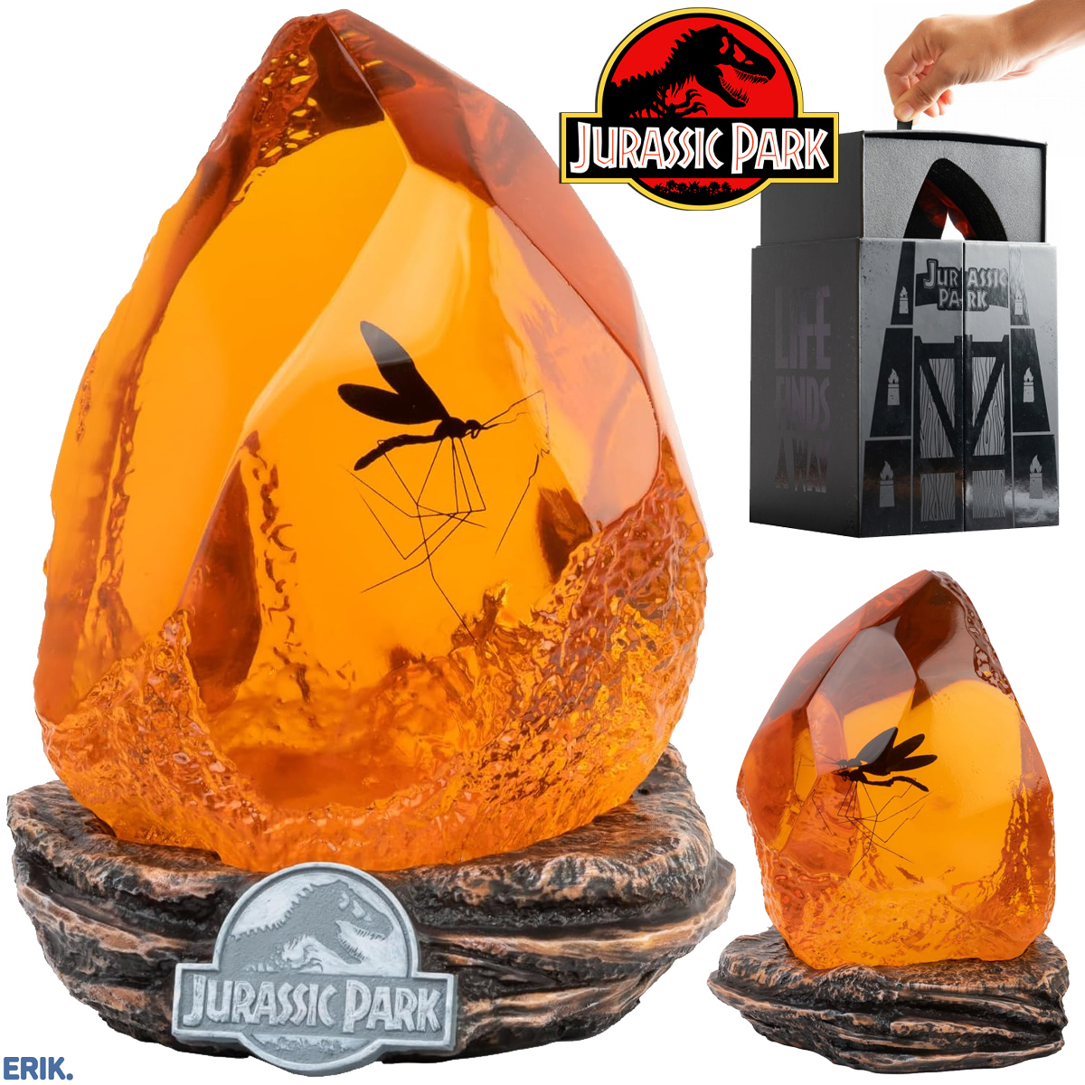 Luminária Jurassic Park: Fragmento de Âmbar com Mosquito Pré-Histórico