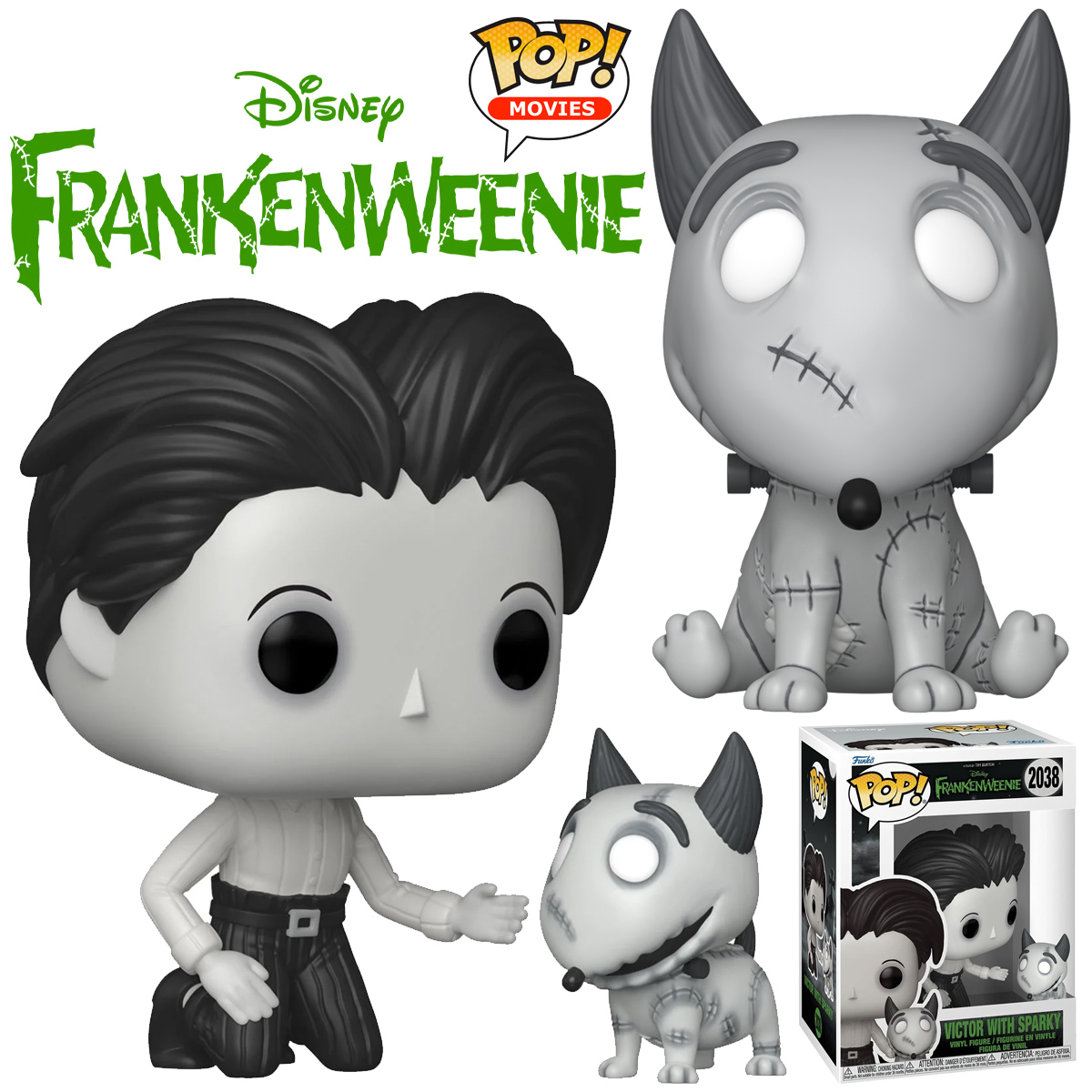 Bonecos Pop! & Buddy Frankenweenie com Victor e Sparky (Tim Burton)