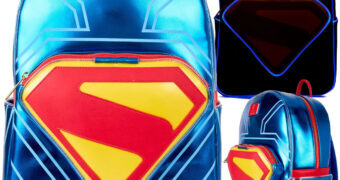 Mochila Laptop Superman (2025) de James Gunn com Acabamento Metalizado e Função Light-Up