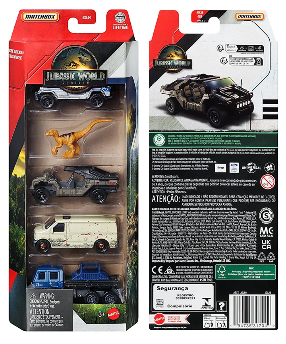 Carrinhos Matchbox Jurassic World: Recomeço em Escala 1:64