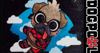 Cobertor de Lance Super-Cão Dogpool “Smells Like Trouble” (Deadpool Marvel)