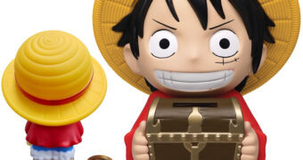 Cofre Monkey D. Luffy PVC Figural Bank com Baú do Tesouro Pirata (One Piece)