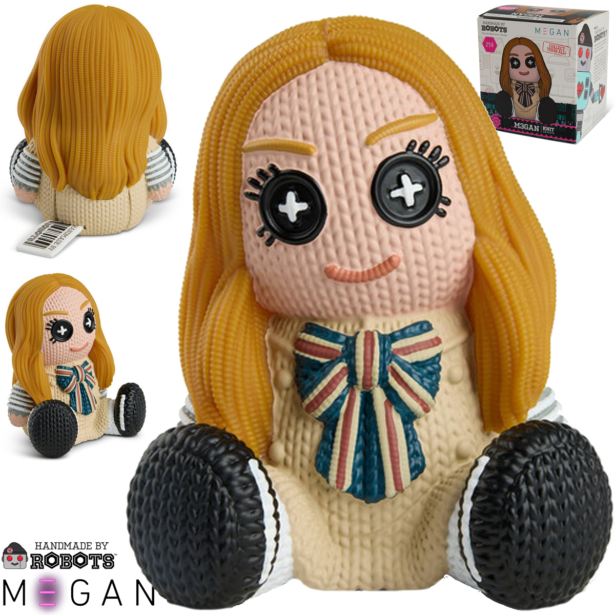M3GAN Handmade By Robots - Boneca de Vinil no Estilo Crochê Amigurumi