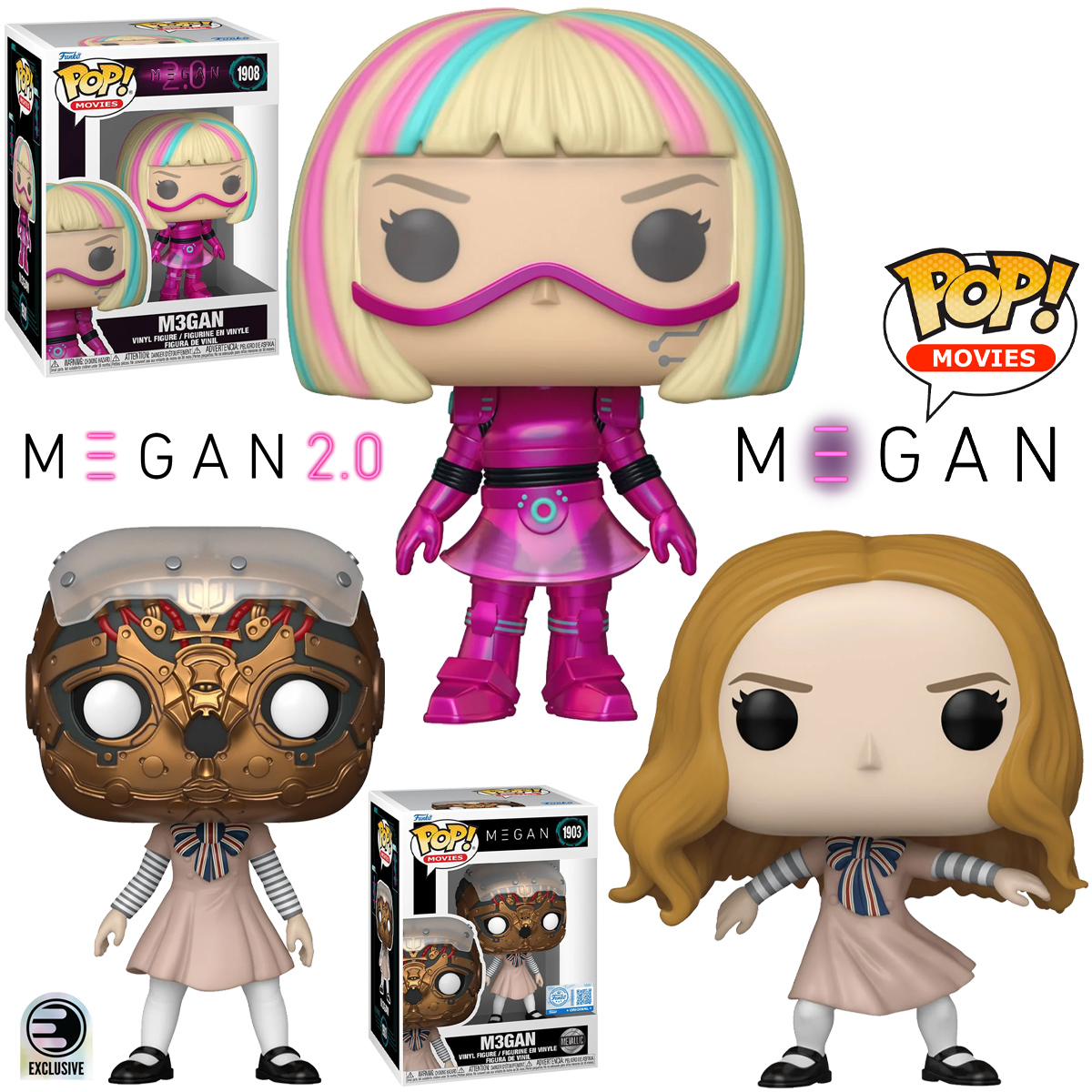 Bonecas Pop! M3GAN: Cyberpunk, Dançando e Cabeça Robótica