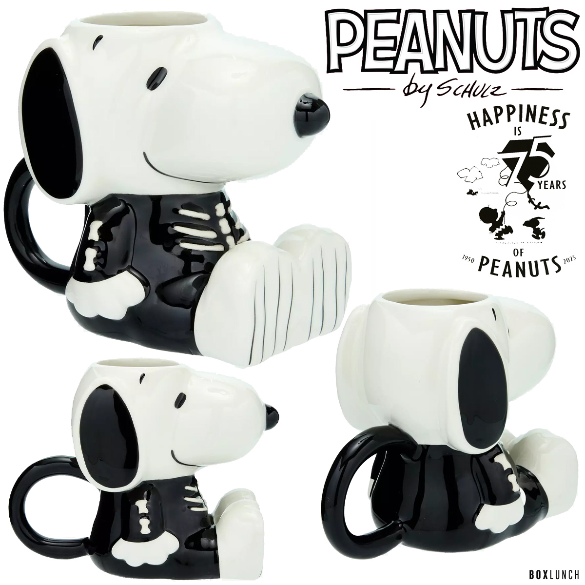 Caneca Esculpida Snoopy Fantasiado de Esqueleto