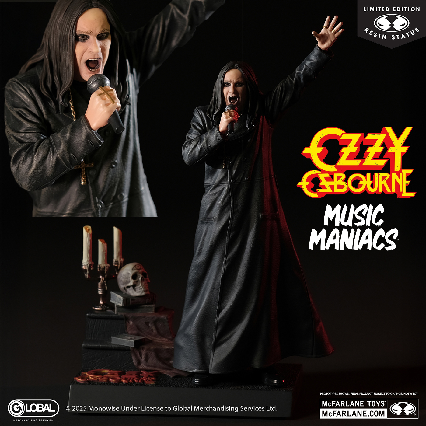 Estátua Ozzy Osbourne, o Príncipe das Trevas Music Maniacs (Black Sabbath)
