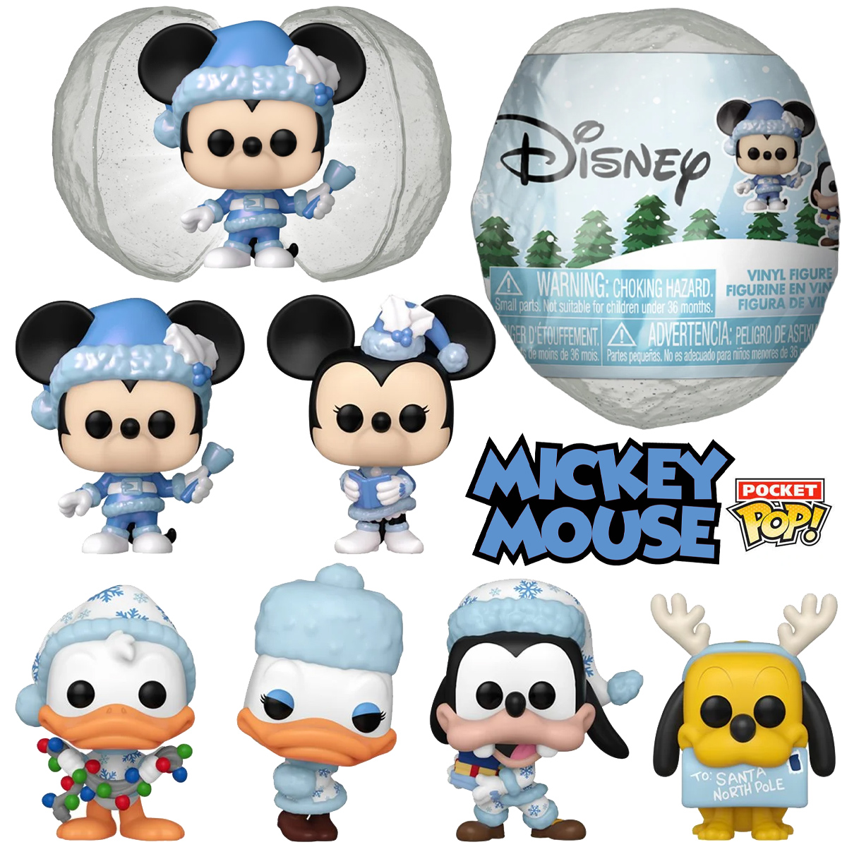 Micro Figuras Pocket Pop! Snowball com Mickey e Amigos dentro de Bolas de Neve (Funko)