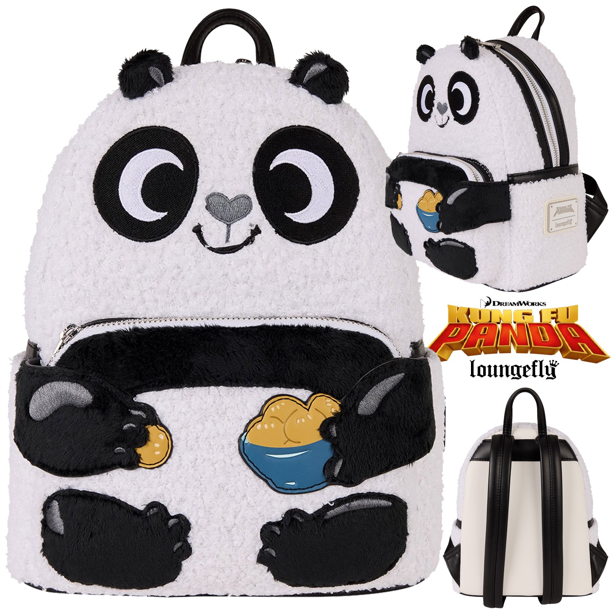 Mini-Mochila Kung Fu Panda: Ursinho Po Bebê de Pelúcia