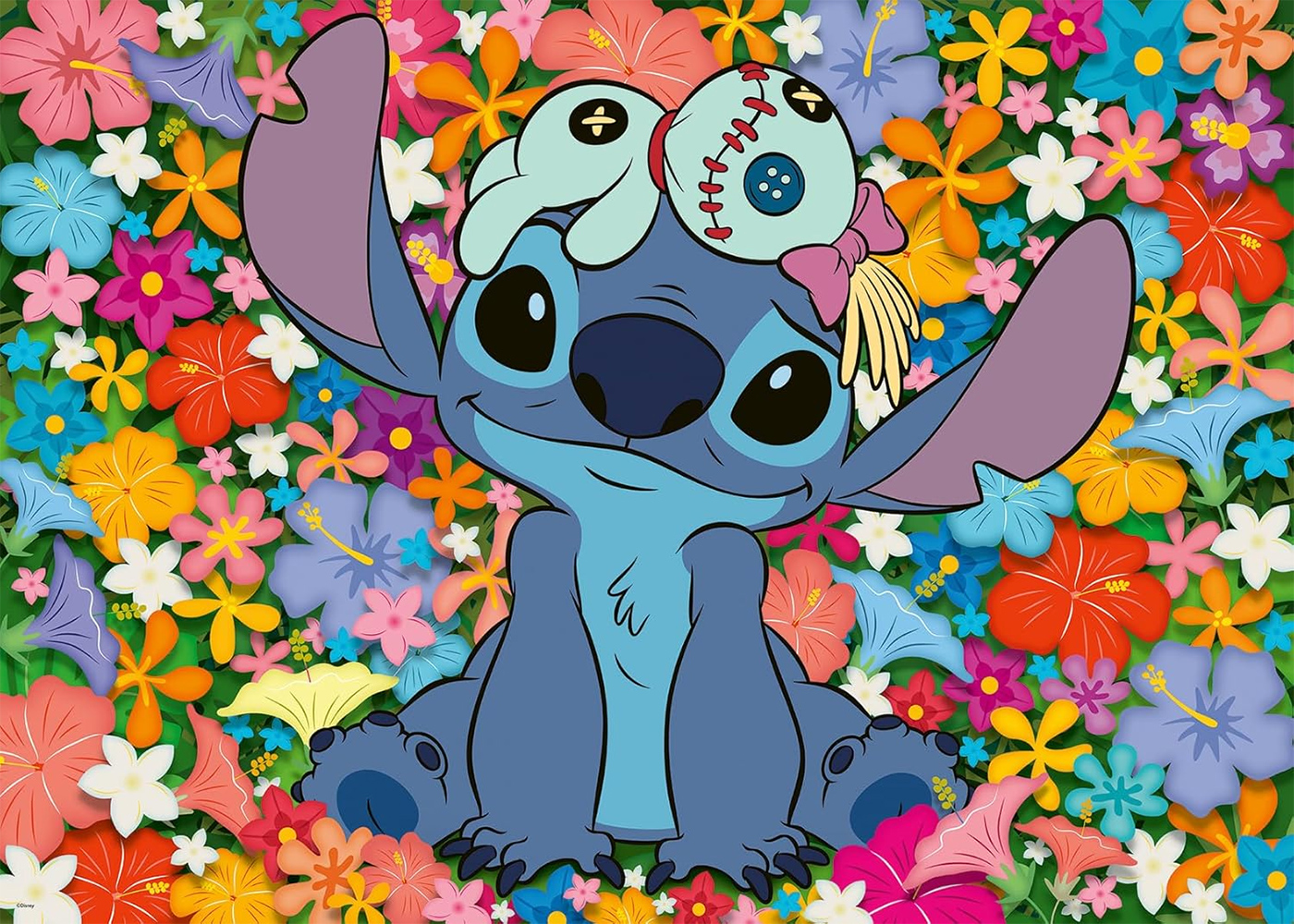 Quebra-Cabeça Stitch e Xepa com Flores Exuberantes e Coloridas (Ravensburger)