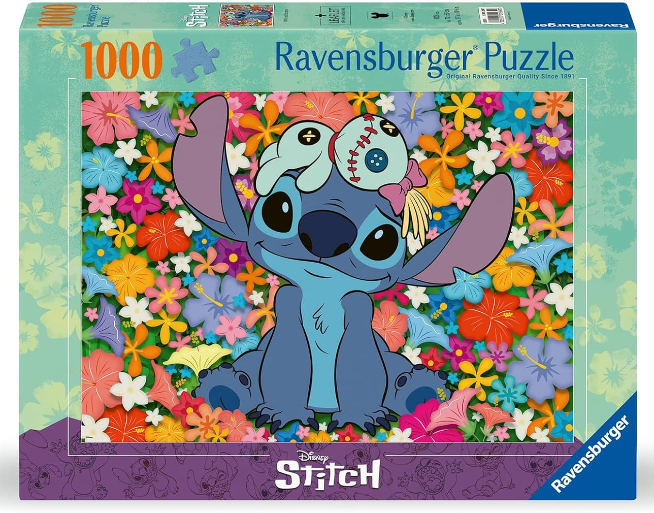 Quebra-Cabeça Stitch e Xepa com Flores Exuberantes e Coloridas (Ravensburger)
