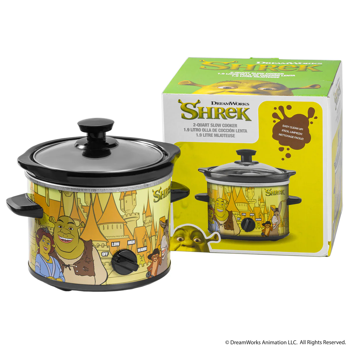 Panela Elétrica Shrek com Ogro, Princesa Fiona, Burro Falante e Gato de Botas