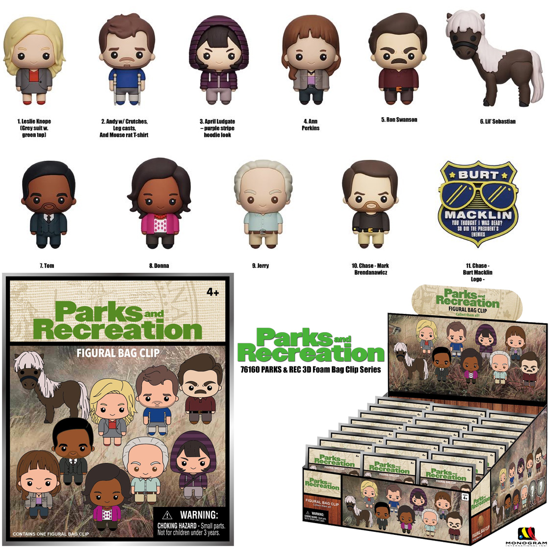 Chaveiros da Série Parks and Recreation 3D Figural Bag Clip (Blind-Bag)