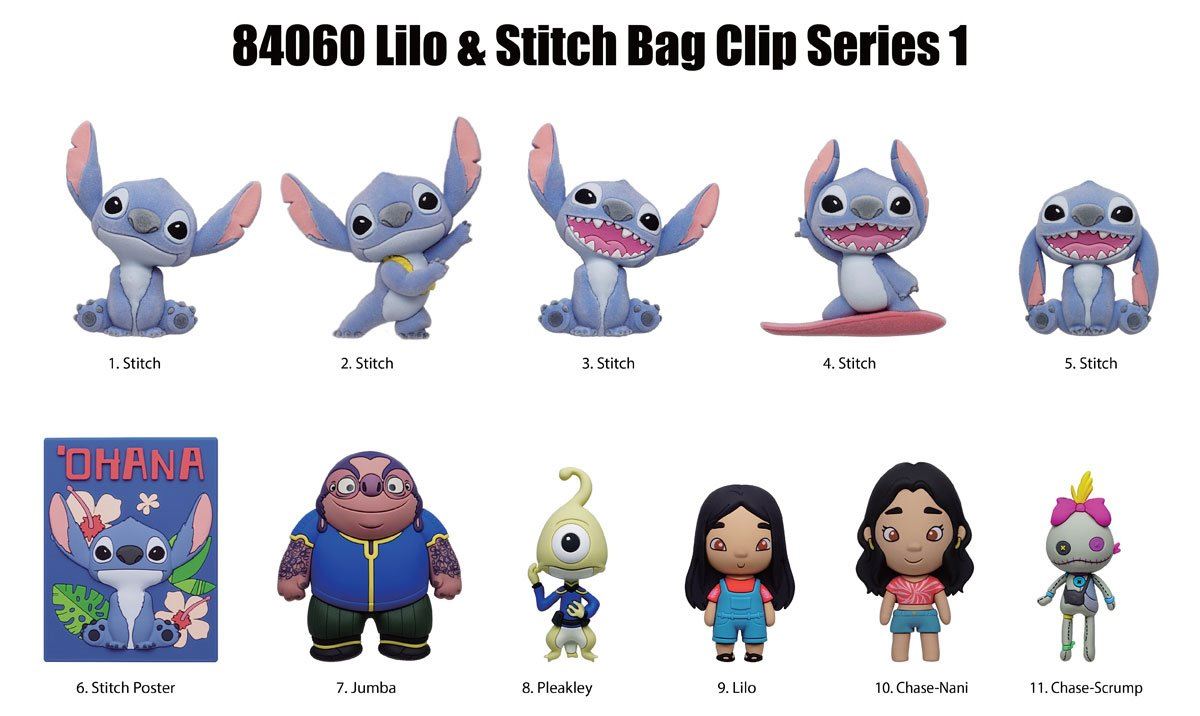 Chaveiros do Filme Lilo & Stitch “Live-Action” 3D Figural Bag Clips