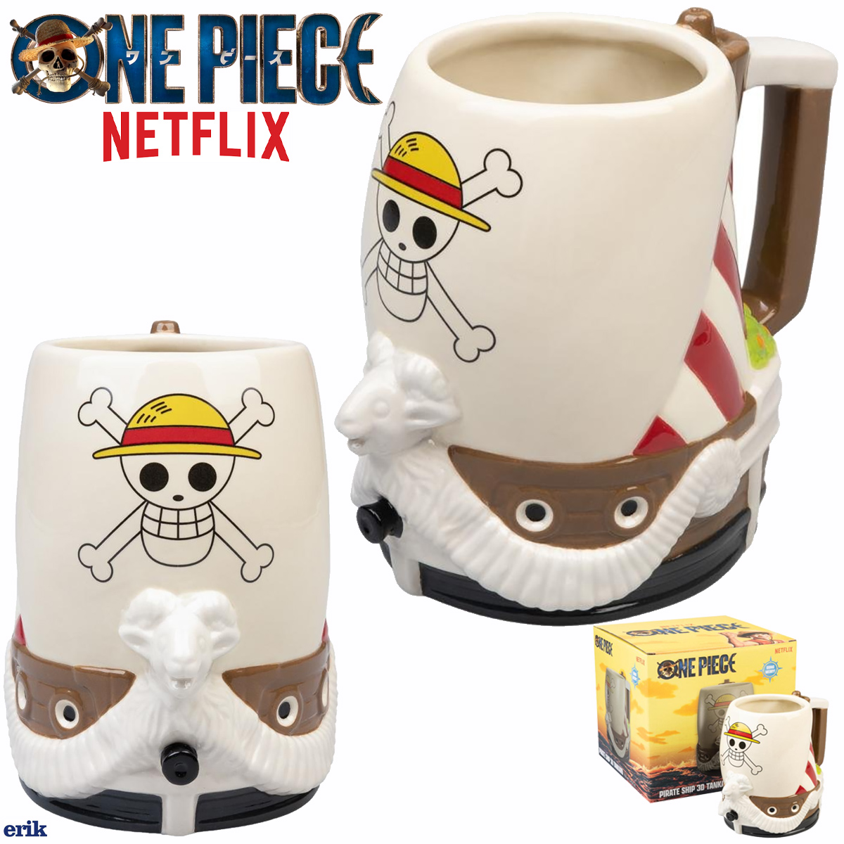 Caneca Tankard Navio Pirata Going Merry 3D da Série One Piece 
