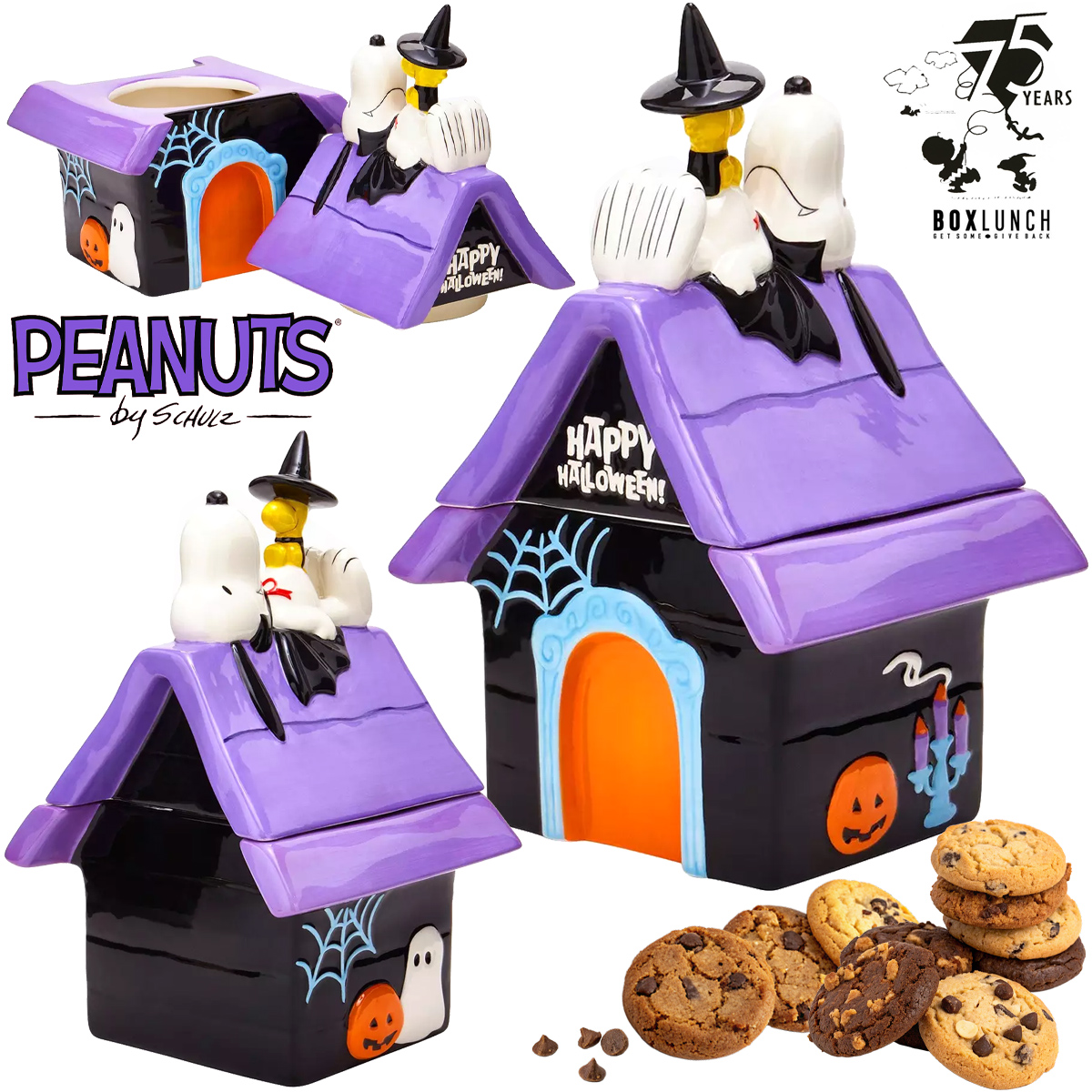 Pote de Cookies Snoopy & Woodstock “Halloween Doghouse”