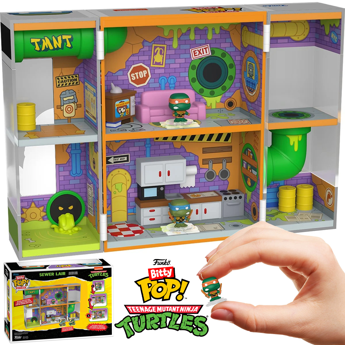 Playset Bitty Pop! Box Tartarugas Ninjas: Covil do Esgoto