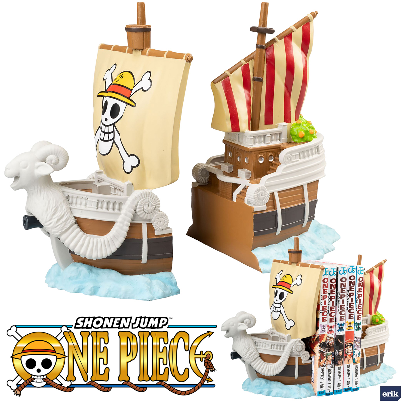 Apoios de Livros Navio Pirata Going Merry Bookends da Série One Piece