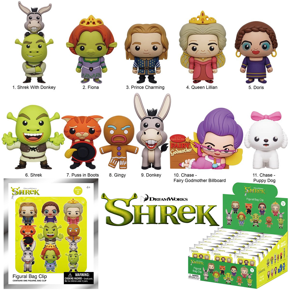 Chaveiros Shrek 3D Figural Bag Clips (Blind-Bag)