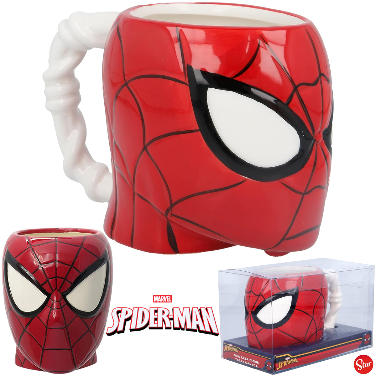 Caneca Esculpida Spider-Man 3D com Alça de Teias (Homem-Aranha)