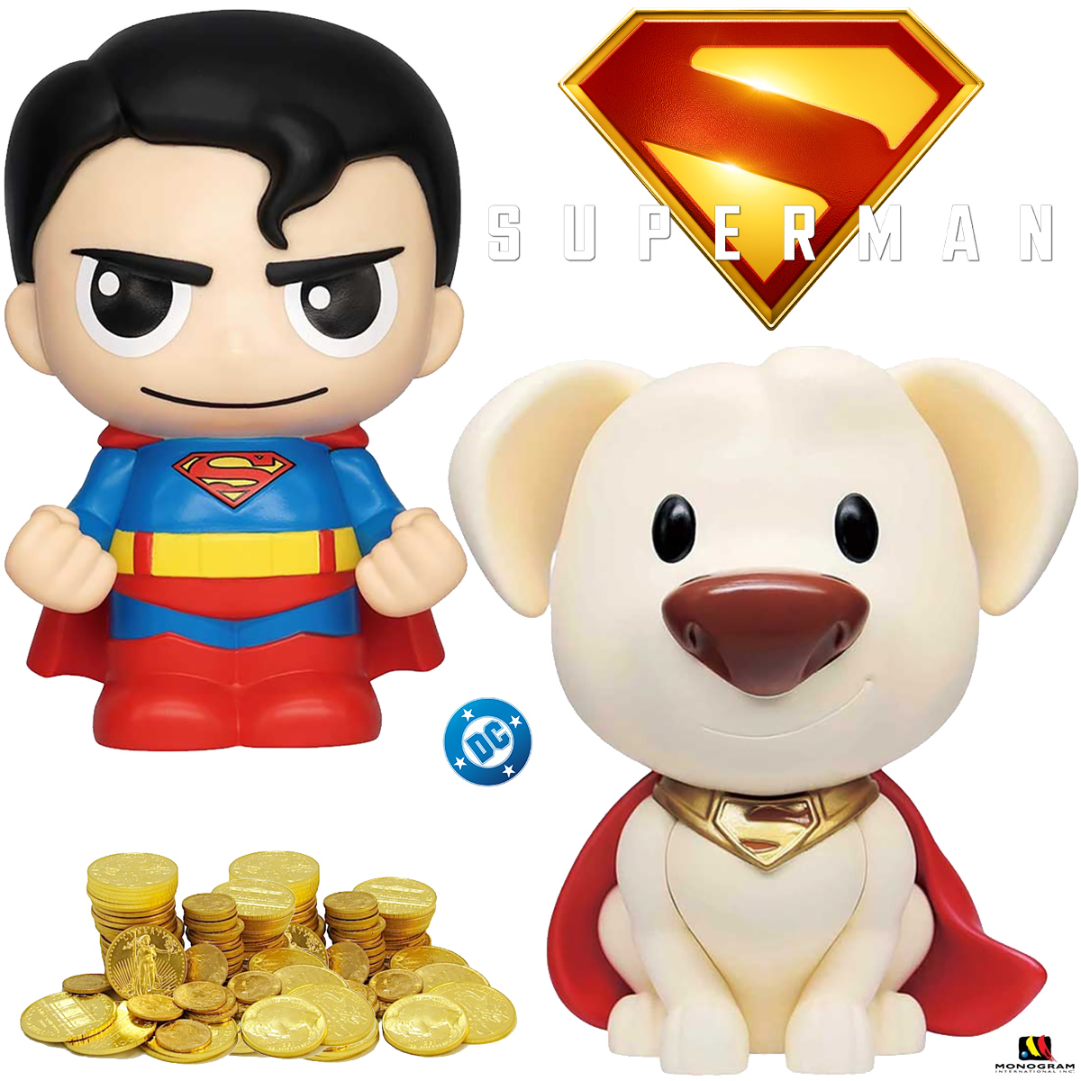 Cofres PVC Figural Bank Superman e Krypto, o Supercão