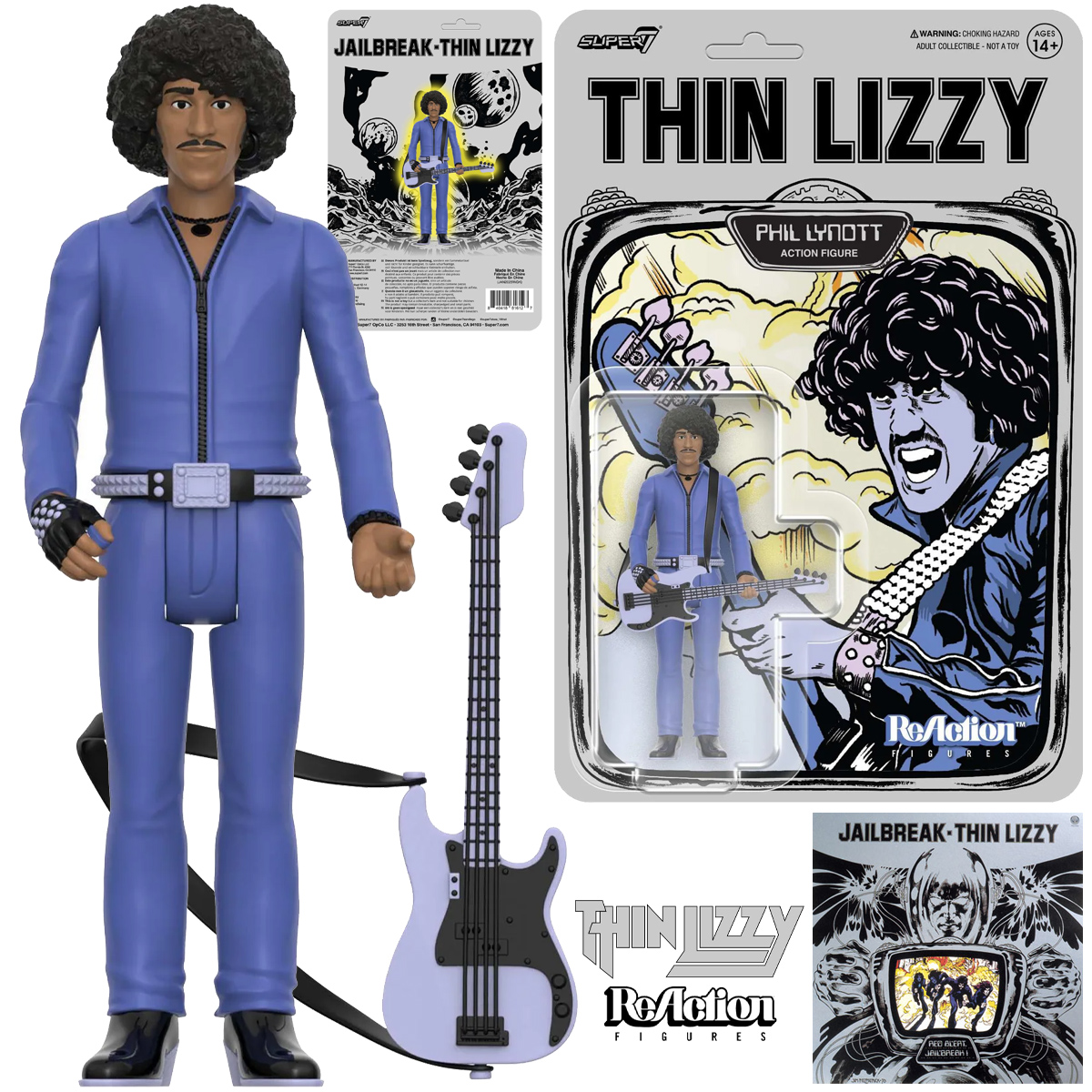 Action Figure Phil Lynott ReAction “Jailbreak” da Banda Irlandesa Thin Lizzy