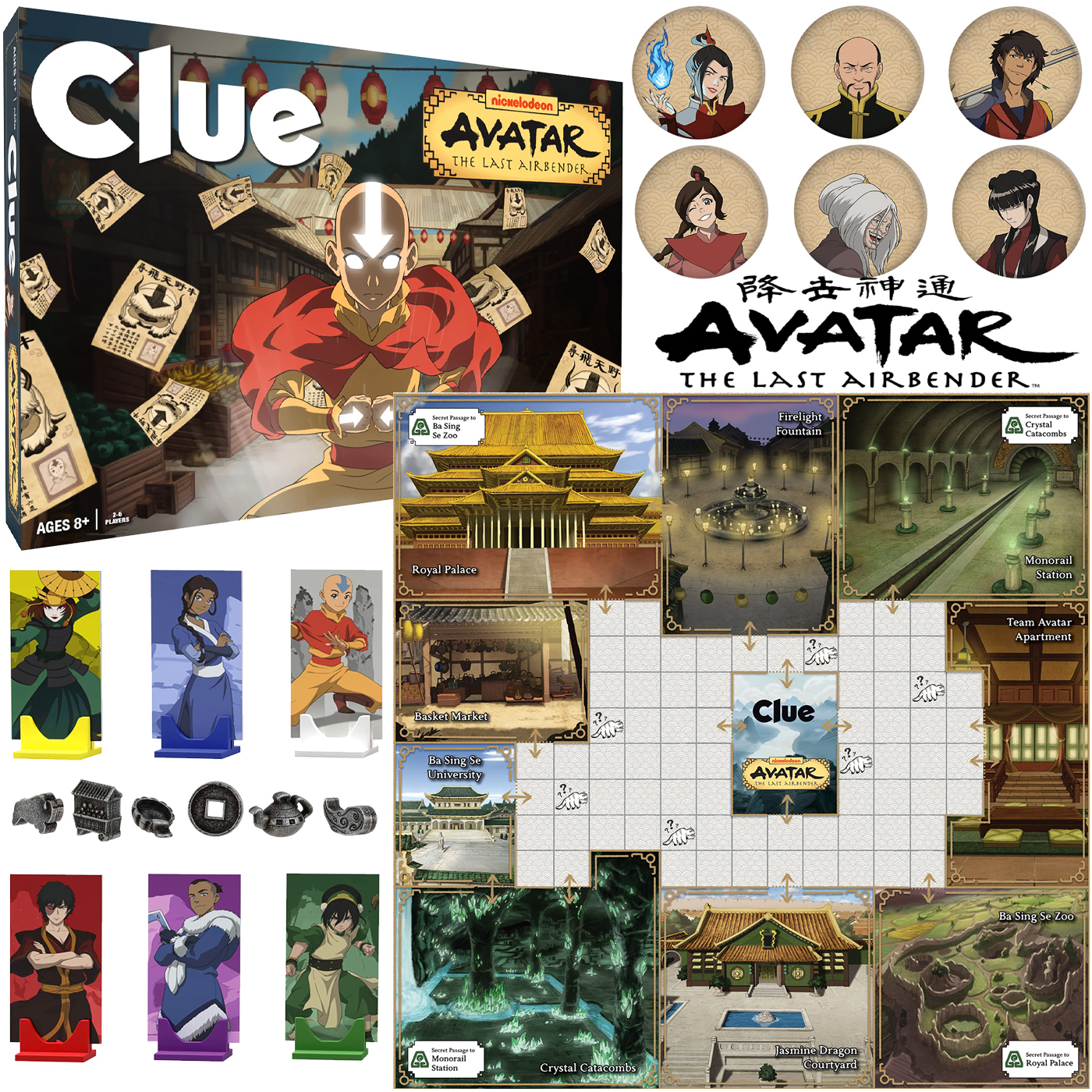 Jogo de Tabuleiro Detetive (Clue) de Avatar: A Lenda de Aang