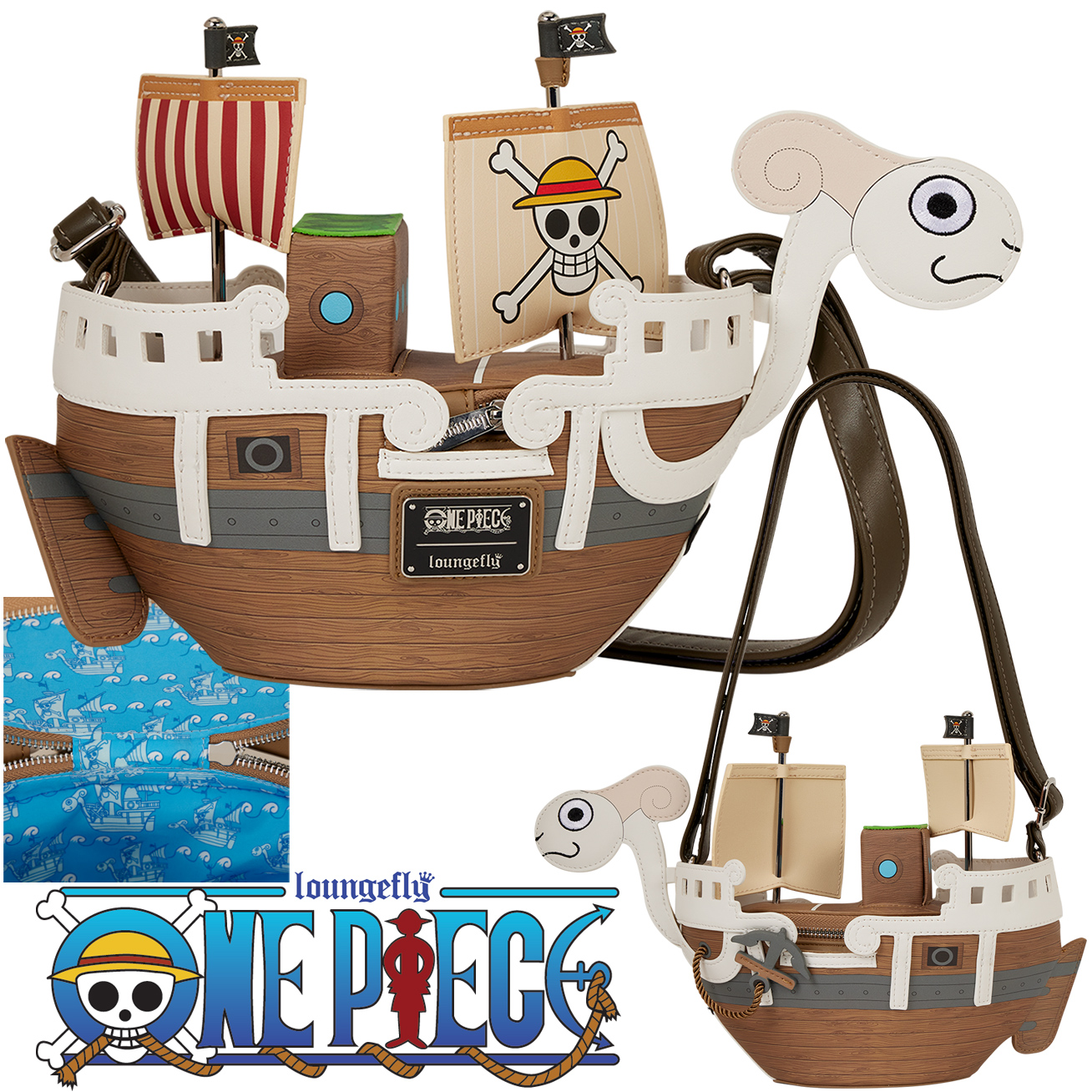 Bolsa Tiracolo do Navio Going Merry dos Piratas do Chapéu de Palha (One Piece)