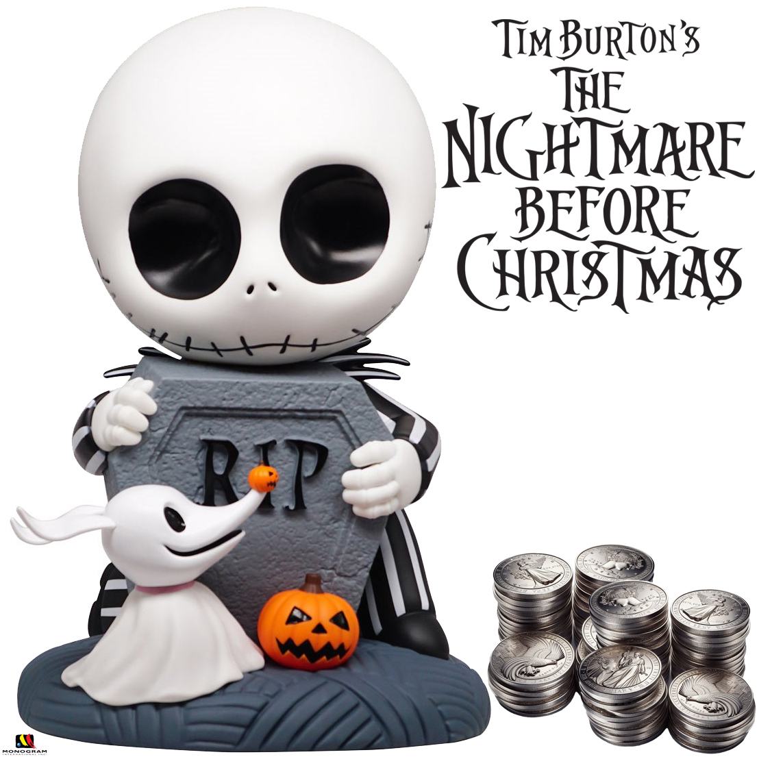 Cofre Jack Skellington e Zero PVC Figural Bank
