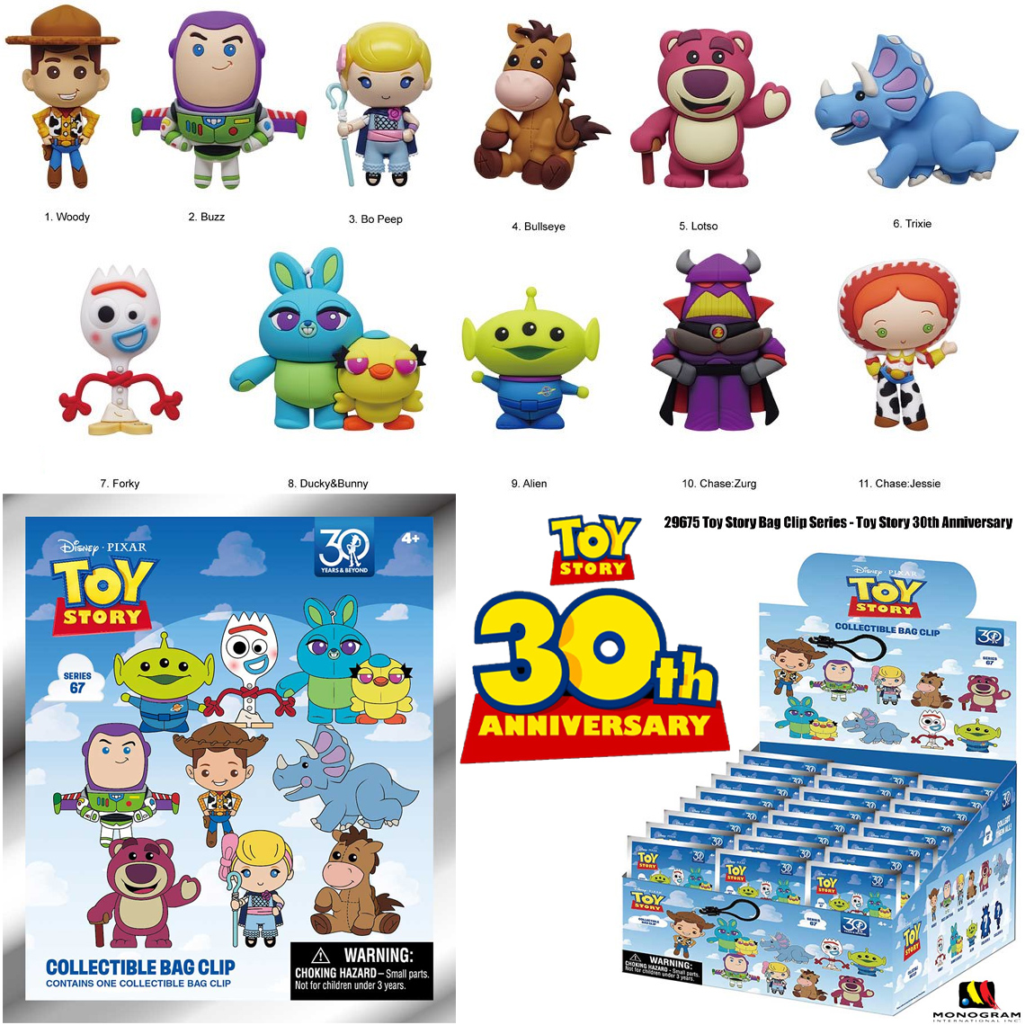 Chaveiros Toy Story 30 Anos 3D Figural Bag Clips (Blind-Bag)