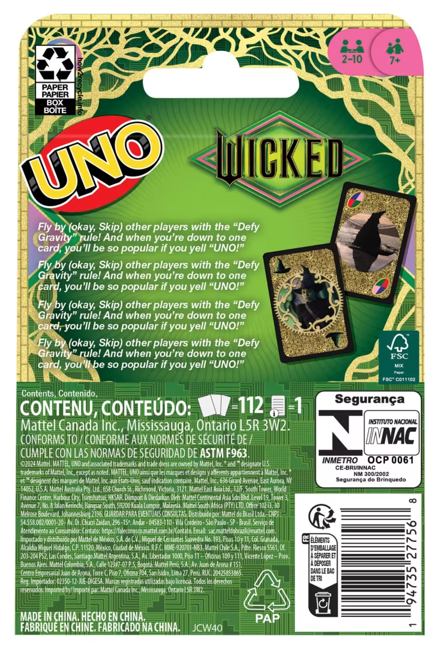 Jogo de Cartas UNO Wicked de Jon M. Chu