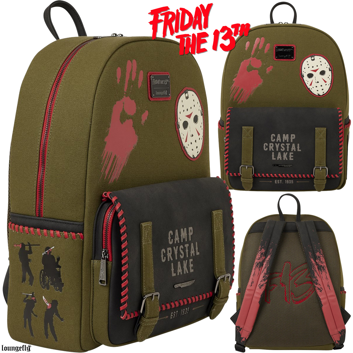 Mochila de Lona Sexta-Feira 13 Acampamento Crystal Lake (Fosforescente)