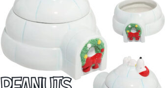 Pote de Cookies Peanuts com Snoopy Dormindo no Iglu