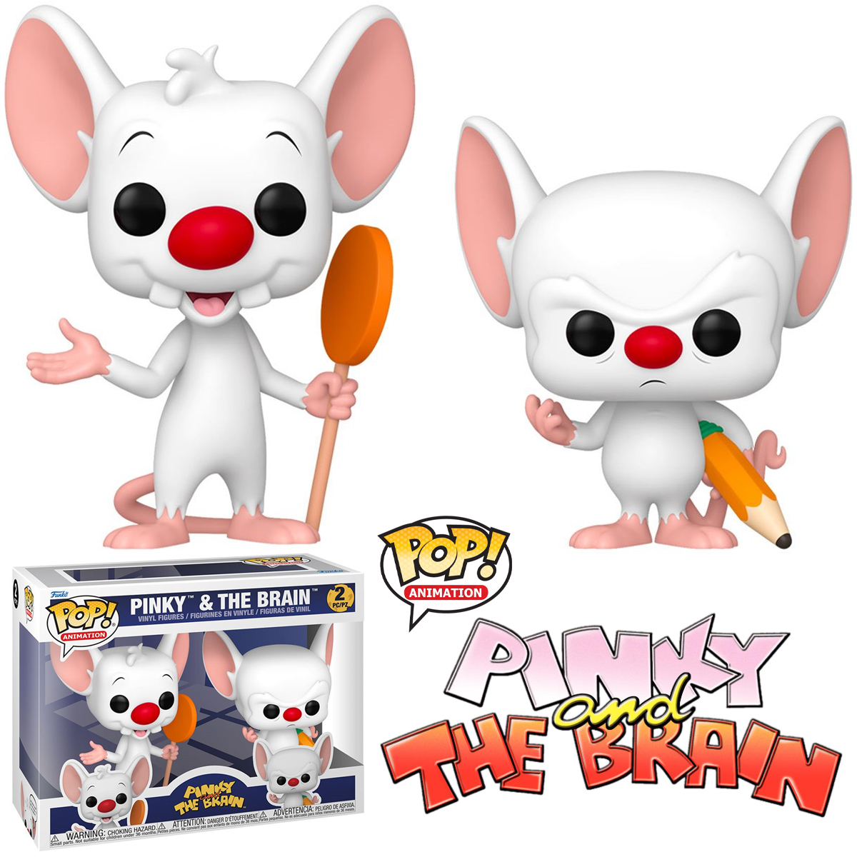 Bonecos Pop! Pinky e o Cérebro para Dominar o Mundo!