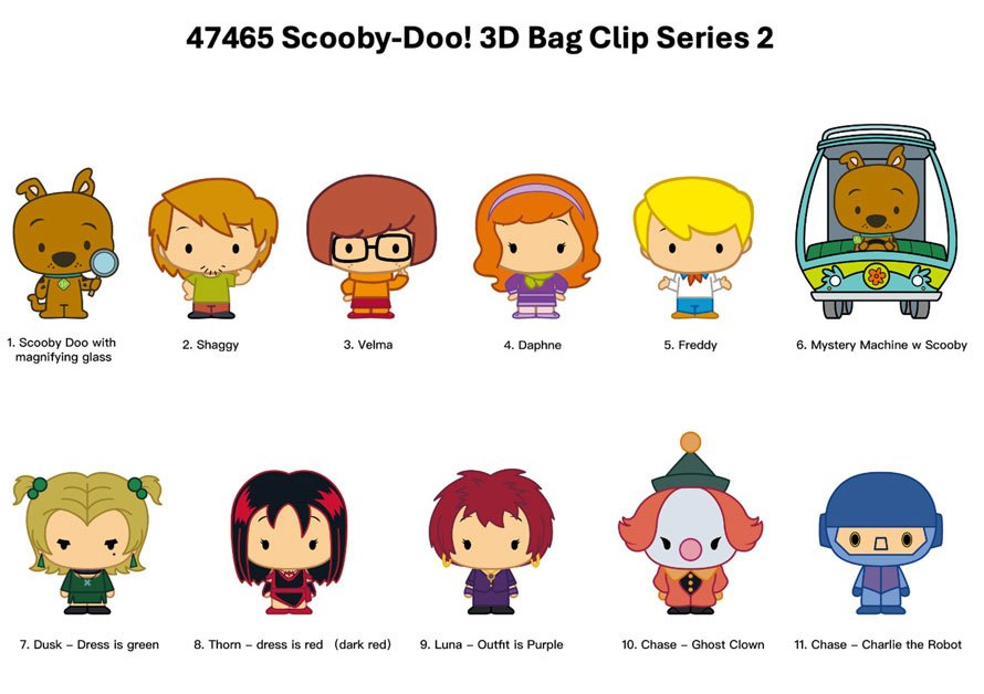 Chaveiros Scooby-Doo e a Gangue Mistério 3D Figural Bag Clips