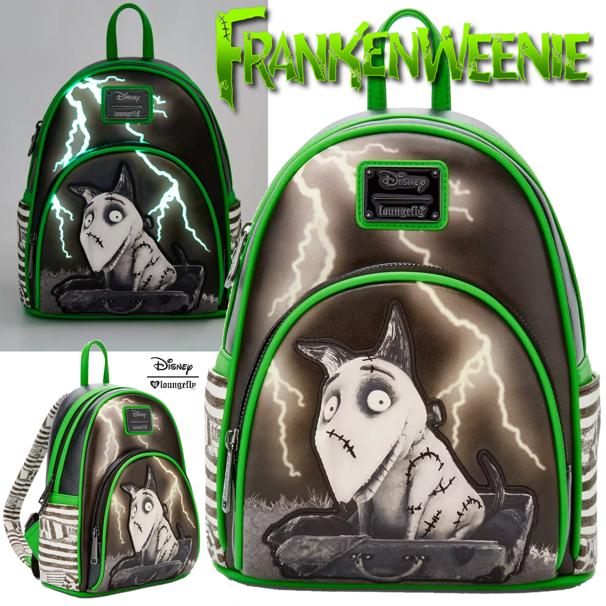 Mini-Mochila Frankenweenie com Sparky e Raios Fosforescentes