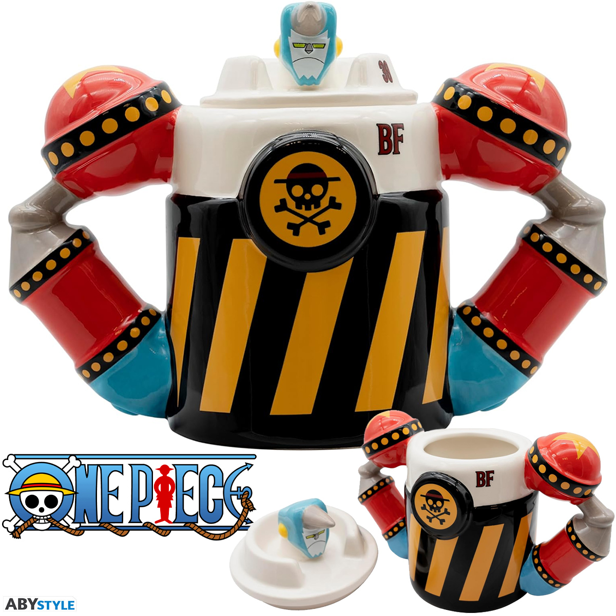 Caneca 3D Robô Mecha One Piece Iron Pirate Franky Shogun